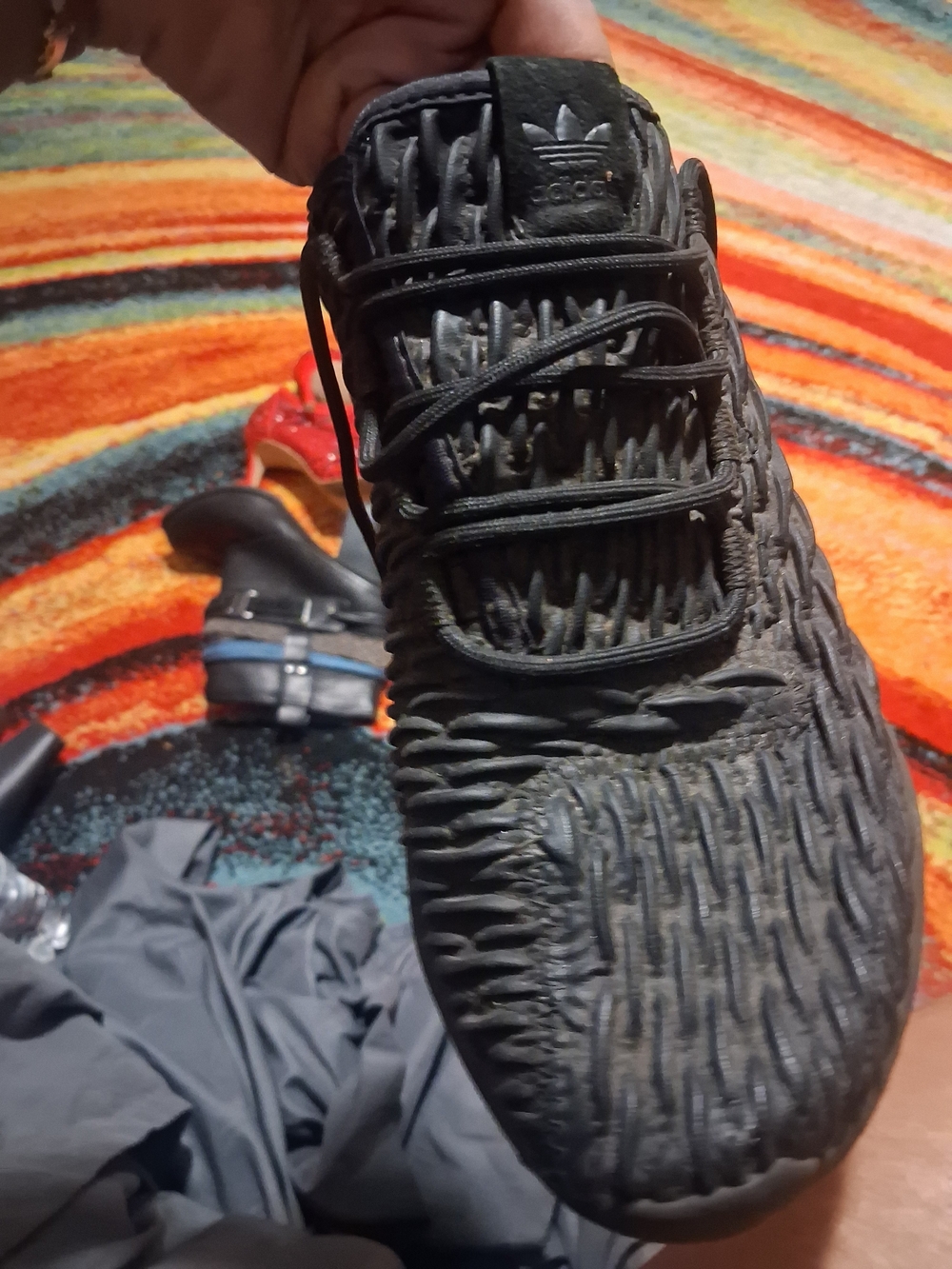 adidas Men's Black Textured Lace-Up Sneaker Size 8.5